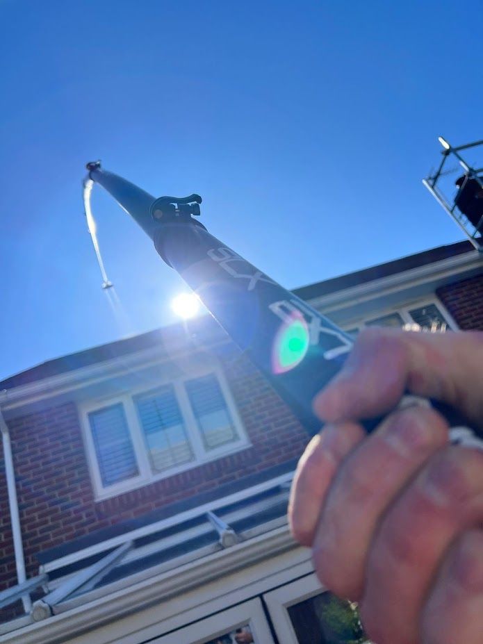 Roof cleaning in progress